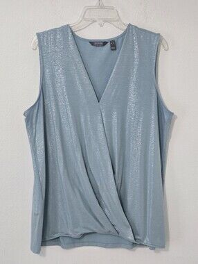 Lisa Rinna Collection Sleeveless Crossover Shimmer Top